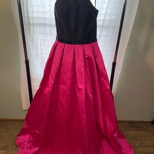 Elegant Black and Pink Prom Dress